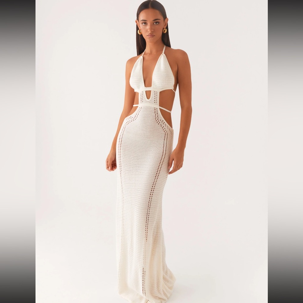Peppermayo White Crochet Maxi Dress